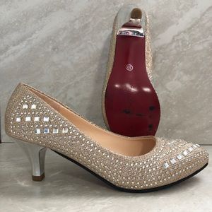 Red Bottom Heels Gold Gem Glitter size 9 Shoes